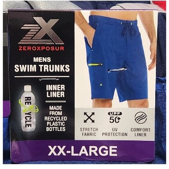 Zeroxposur Swim Trunks For Men Size XXLarge Swim Shorts UV Protection Blue/red - Picture 5 of 6